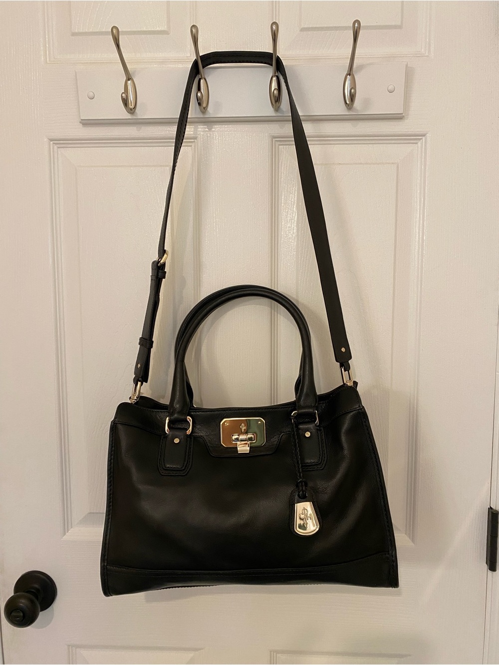 NWTs Cole Haan Black Leather Vintage Valise Kendra Tote / Satchel handbag
